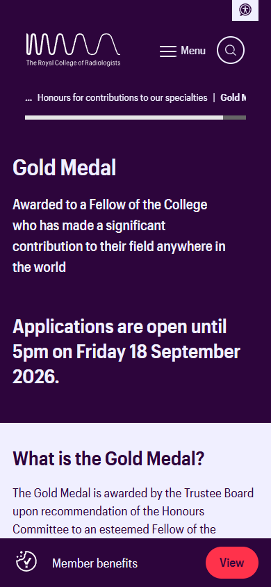 RCR Gold Medal page